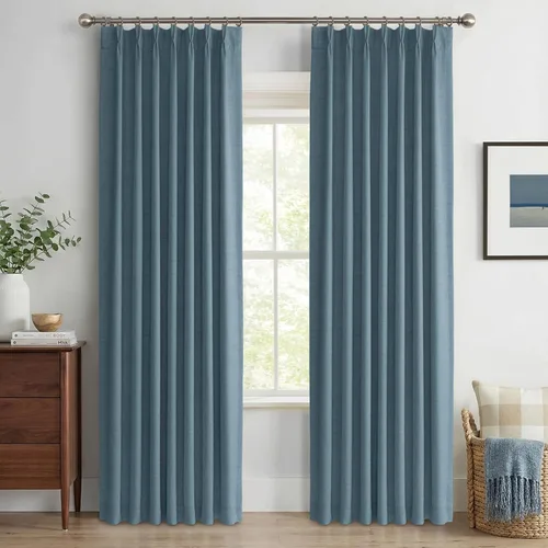 Vista 28 de Cortinas opacas con textura y aspecto de lino de 72 pulgadas de largo, juego de 2 paneles de cortinas opacas de lino sintético para dormitorio
