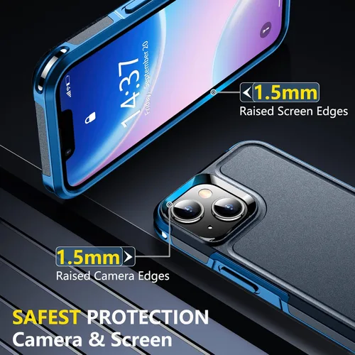 Vista 5 de SPIDERCASE Funda para iPhone 14/Funda para iPhone 15, [Protección contra Caídas de Grado Militar de 15 PIES][Antideslizante] Paquete de 2
