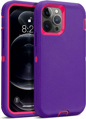 Vista 11 de MAXCURY Funda para iPhone 12, iPhone 12 Pro, fuerte 3 en 1 de protección de cuerpo completo, funda de goma de silicona resistente a prueba de golpes