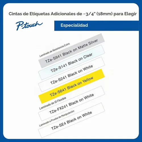 Vista 4 de brttze241 TZE Standard – Cinta adhesiva de laminado de etiquetado, 3/4 W, Negro sobre Blanco