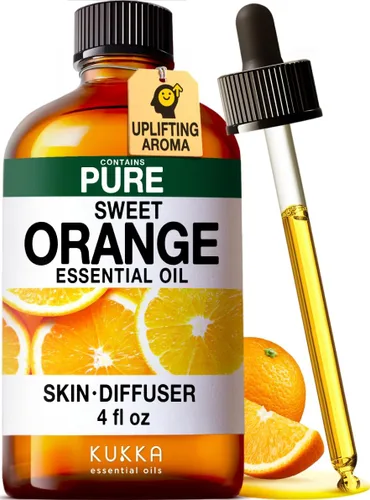 Vista 3 de Kukka - Aceite esencial de orégano para piel y naranja para juego de difusor, juego de aceites esenciales 100% naturales de grado aromaterapia, 2 x