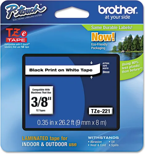 Vista 7 de Cinta laminada Brother Negro sobre Transparente, 6 mm (Tze111)