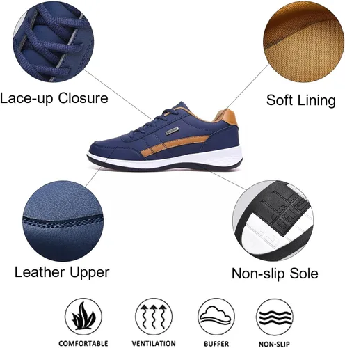 Vista 4 de Unybwonn Tenis casuales para hombre, cómodos zapatos de moda para caminar, tenis transpirables con cordones para correr, zapatos ligeros para hombre