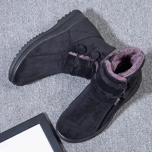 Vista 7 de Botas de nieve para mujer, con forro de lana, punta redonda, cálidas y cómodas, botas de invierno para mujer, botas Chelsea