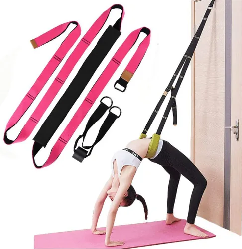 Vista 11 de Correa de estiramiento de yoga, fitness, correa de estiramiento de flexibilidad de puerta, mejora la flexibilidad de la pierna, cintura y espalda