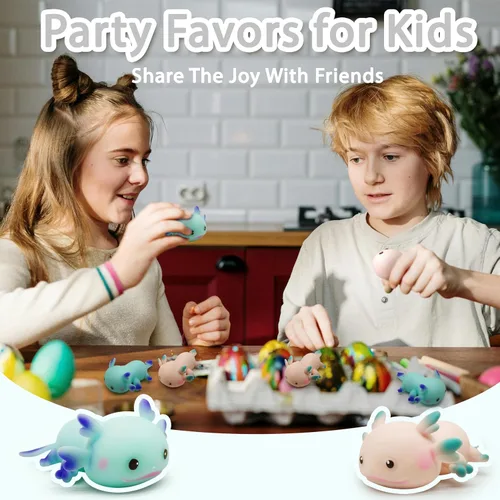 Vista 6 de ZTATU Axolotl Squishy Fidget Toys Bolas de estrés para adultos (2 piezas) juguetes sensoriales para niños, recuerdos de fiesta para niños, regalos