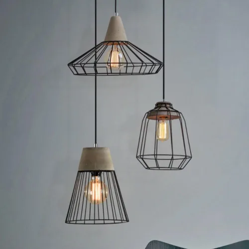 Vista 2 de Lámparas colgantes modernas vintage, estilo americano, pantalla de metal negro, iluminación colgante de techo, lámpara de techo con acabado