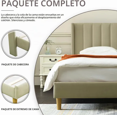 Vista 6 de YUHUASHI base de cama tapizada/base de cama individual/cabecera con diseño geométrico de doble ala moderno/tela de lino/fácil de montar sin ruido