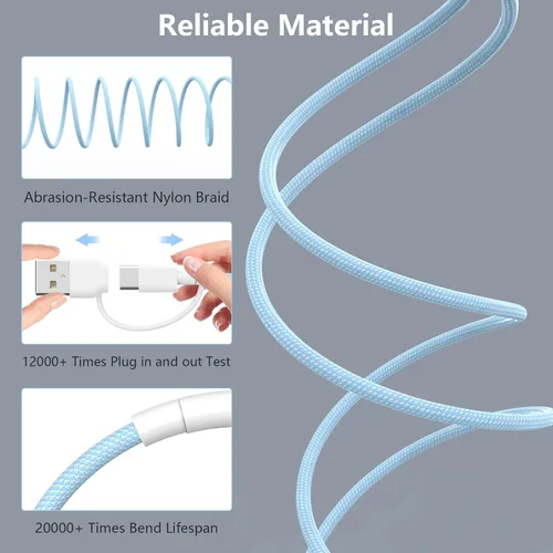 Vista 8 de Travel Essentials - Cable de carga 3 en 2 para cargador de Apple Watch, cargador de iPhone, cable de carga rápida USB C compatible con iWatch Series