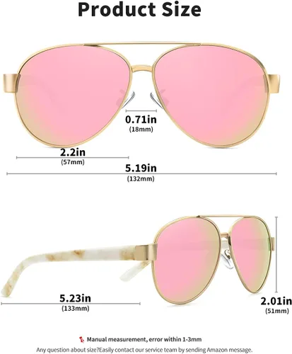 Vista 4 de Gafas de sol de aviador para mujer, polarizadas, protección UV, lentes espejadas