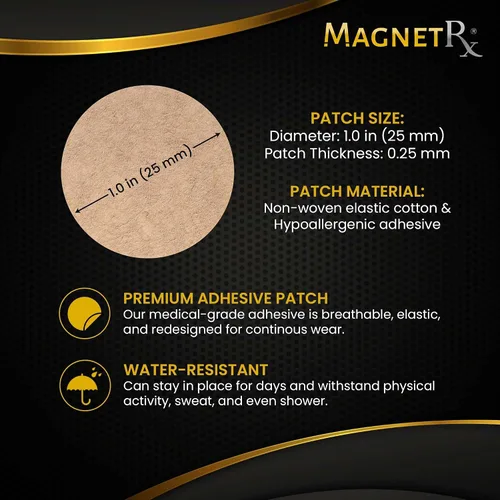 Vista 2 de MagnetRX Parches adhesivos de repuesto para pequeños parches magnéticos – Recambios de almohadilla magnética redonda premium