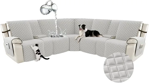 Vista 85 de Arfntevss Fundas para sofá seccional reclinable para sofá seccional en forma de L, funda antideslizante lavable para sofá reclinable con forma de L