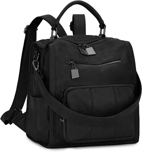 Vista 3 de Mochila RAVUO para mujer, bolso de piel de moda para damas, bolso bandolera convertible de diseño, mochila de hombro para 3 formas de llevar Beige