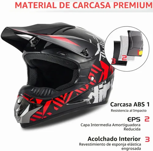 Vista 5 de Youth Dirt Bike ATV Off Road Motorcycle Helmets DOT Approved SY-rojo