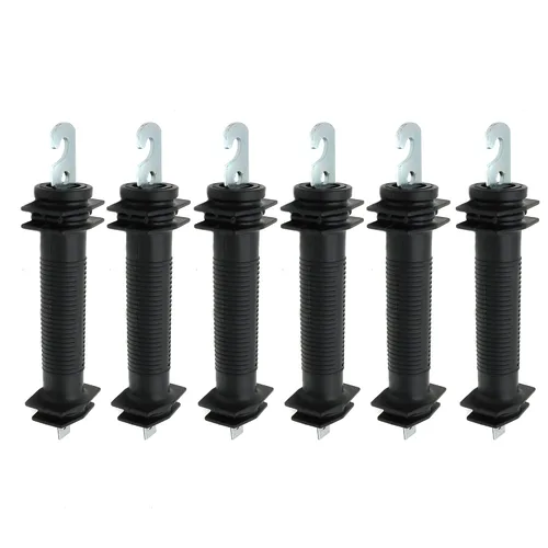 Vista 5 de 2 piezas de valla eléctrica de plástico resistente puerta manija aisladores con resorte (negro)