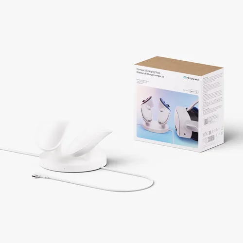 Vista 7 de Meta Quest Compact Charging Dock — Works with Meta Quest 3/3S — Extended Headset Charging Cable — Wireless Charging for Touch Plus Controllers