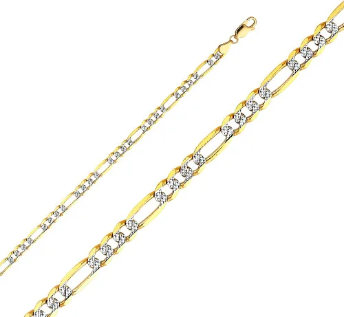 Vista 2 de Wellingsale Cadenas Figaro de oro macizo de 14 quilates (Seleccionar opciones)