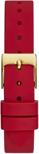 Vista 2 de GUESS Reloj para mujer de 0.984in, correa roja, esfera blanca, caja dorada, Rojo