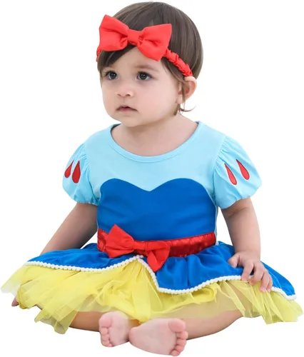 Vista 18 de Vestidos de princesa para niñas pequeñas, disfraz de mameluco para cumpleaños, Navidad, Halloween con diadema de 0 a 18 meses