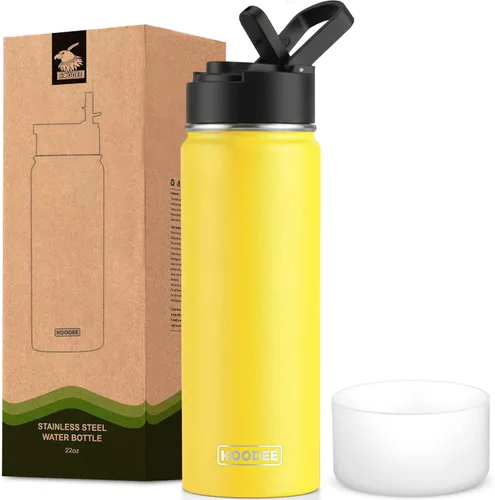 Vista 118 de koodee Botella de agua para niños, botella de agua de acero inoxidable de 12 onzas con aislamiento al vacío para la escuela, botella de agua de boca