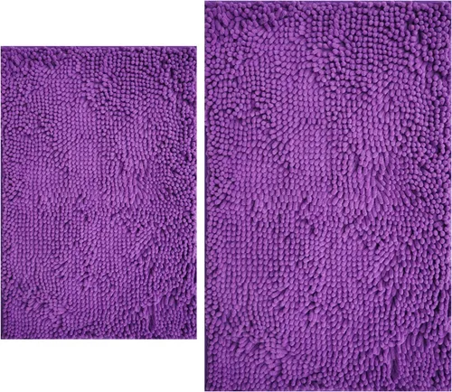Vista 37 de Juegos de alfombras de baño de 2 piezas, alfombra de baño de felpilla extra suave ultra absorbente, alfombra de baño con base antideslizante de PVC