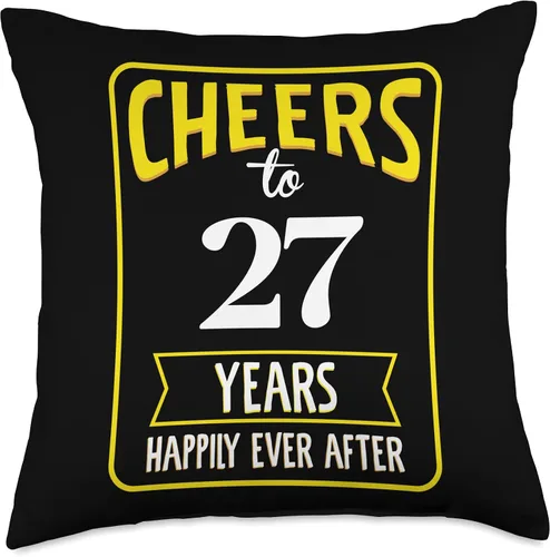 Vista 4 de Cheers to 27 years happily ever after Throw Pillow