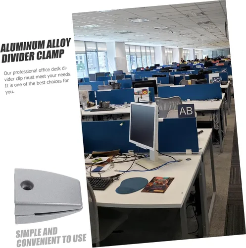 Vista 9 de STOBOK Soportes de clip de abrazadera de divisor de escritorio, paquete de 4 accesorios de partición de aleación de aluminio