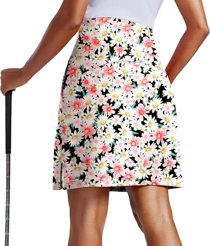 Vista 7 de PINSPARK Falda pantalón de 20 pulgadas para mujer, longitud a la rodilla, UPF 50+, faldas de golf con 3 bolsillos, cintura alta, falda pantalón