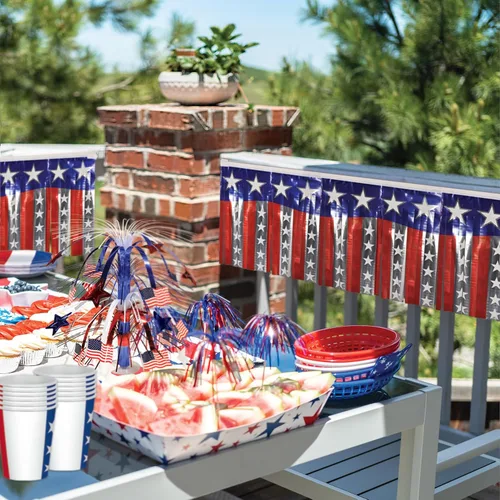 Vista 4 de FR Metallic Stars & Stripes Fringe Banner Party Accesorio (1 unidad) (1/paquete)