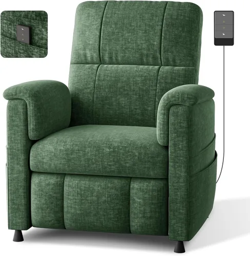 Vista 5 de Pipishell Silla reclinable eléctrica para adultos, reclinable eléctrico con control remoto, reclinable/reposapiés ajustable, tela de felpilla, cojín