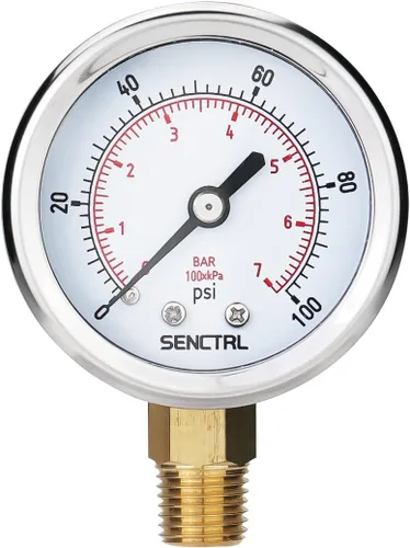 Vista 12 de SENCTRL - Medidor de presión de vacío de 30inHg, esfera de 2", NPT de 1/8, montaje inferior, estuche de acero inoxidable, resistente al agua