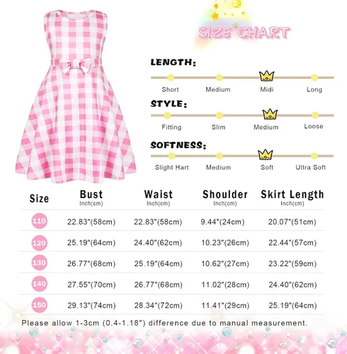 Vista 6 de Eledobby Girls Cute Doll Costume Gingham Dress Kids Halloween Outfits Cosplay Plaid Dresses Birthday Party Dress Up Clothes