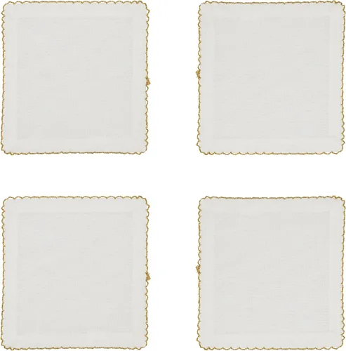 Vista 3 de SARO LIFESTYLE Servilletas de mesa con costura Whip (juego de 4), dorado, 6.0 in (1442.GL6S)