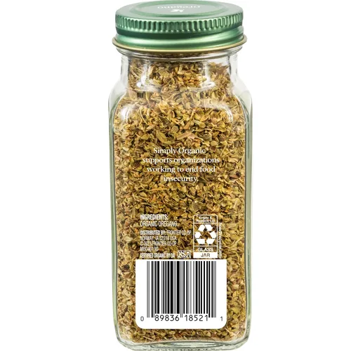 Vista 2 de Simply Organic Hoja de orégano picado y cernido certificado orgánico contenedor de 0.75 onzas Excelente en pizza, comida italiana y mexicana