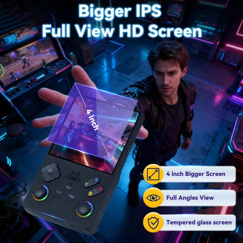 Vista 4 de Consola de juegos de mano retro V40 Max, tarjeta TF de 256GB con 40,000 juegos clásicos, pantalla IPS HD de 4.0 pulgadas, batería de 4000mAh, Negro