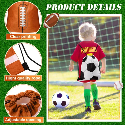 Vista 4 de Censen Juego de 24 bolsas con cordón a granel de 12 x 10 pulgadas, impermeables, paquete de playa para fútbol, béisbol, baloncesto, fútbol, fiesta