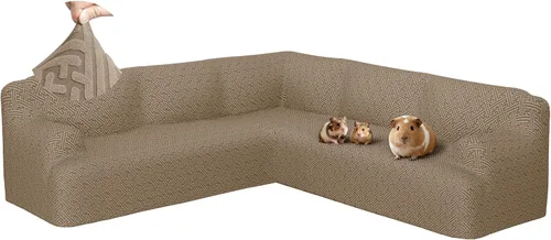 Vista 12 de Fundas para sofá seccional en forma de L de 1 pieza, fundas de esquina elásticas para sofá, funda de sofá antideslizante, lavable, fundas de sofá
