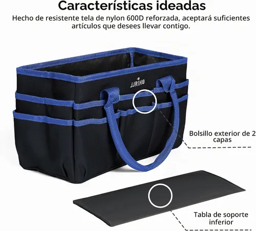 Vista 6 de JJRING Bolsa organizadora de nailon 600D para manualidades y arte, con Azul