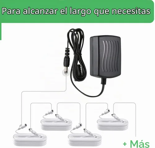 Vista 9 de Cable de extensión de alimentación CC de 3.3 pies, adaptador de corriente de 12 V/24 V, cable de extensión de 0.217 in x 0.083 in para cámara
