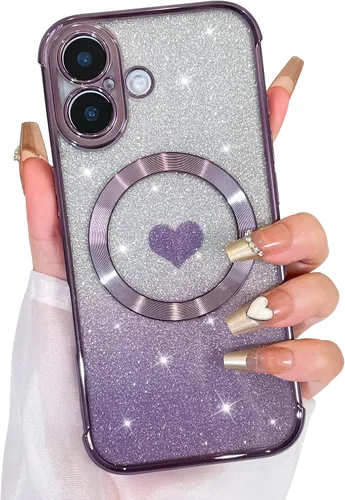 Vista 39 de Bonoma Funda con purpurina para iPhone 13 Pro Max, bonita funda 3D con patrón de chapado en degradado de mariposa de diamante, protección de cámara
