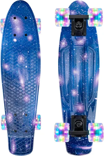 Vista 15 de KMX Classic Retro Mini Cruiser Skateboard for Kids, Teens, Adults Portable Compact Cruiser for Boys,Girls,Students,Beginners & Pros,Smooth