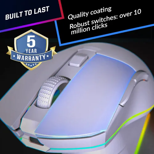 Vista 6 de KLIM Blaze Pro - Mouse inalámbrico recargable para juegos con base de carga RGB - Nuevo 2023 - Sensor de alta precisión y batería de larga duración