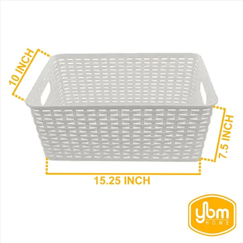 Vista 4 de YBM Home Caja de almacenamiento de ratán de plástico cesta organizador ba426