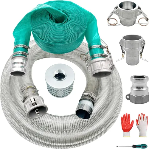 Vista 9 de SAFBY Manguera de descarga de bomba de agua con accesorios de aluminio Camlock A C E F, manguera de drenaje resistente de tres capas para piscina
