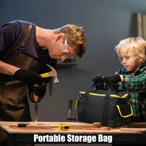 Vista 2 de DEWALT - Bolsa de herramientas para sierra circular DEWALT 20V MAX 6-1/2 pulgadas DCS391B/DCS565B con múltiples bolsillos para baterías, máscaras