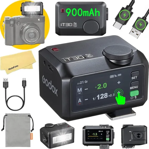 Vista 11 de Godox iT30 Pro N iT30Pro-N TTL Mini cámara flash para Nikon Flash Speedlight Speedlite, maestro y receptor inalámbrico, pantalla táctil a todo