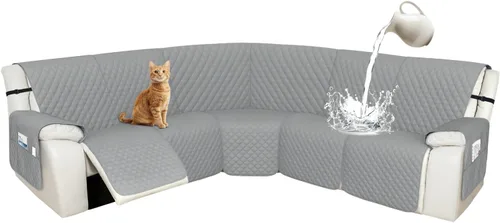 Vista 45 de Arfntevss Fundas de sofá modular reclinable, 100% impermeable, en forma de L, para sillón reclinable en forma de L, funda seccional lavable