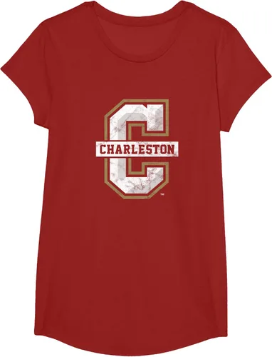 Vista 3 de College of Charleston Cougars Camiseta de primaria envejecida, Rojo