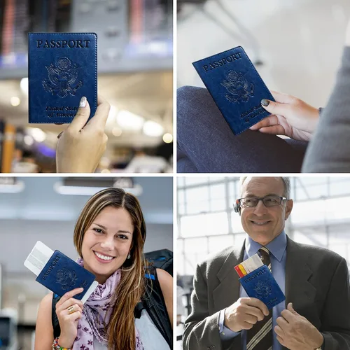 Vista 5 de Alsa Combo de portatarjetas de pasaporte y vacunación, funda con ranura para tarjeta de vacunación CDC, protector organizador de documentos de viaje