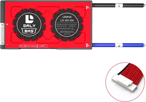 Vista 2 de DALY Programable Smart BMS Lifepo4 12S 36V 30A LiFePO4 Tablero de protección de batería con cables de equilibrio Comunicación UART para convertidor